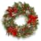 30" Pre-Lit Decorative Collection Cones, Red Berries & Poinsettias Tartan Plaid Wreath With Warm White LED Lights